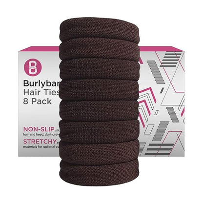 Burlybands Large Hair Ties for Thick, Heavy or Curly Hair - Non-Slip, Non-Damage, Seamless Women's Ponytail Scrunchies - Brown, 8 Pcs