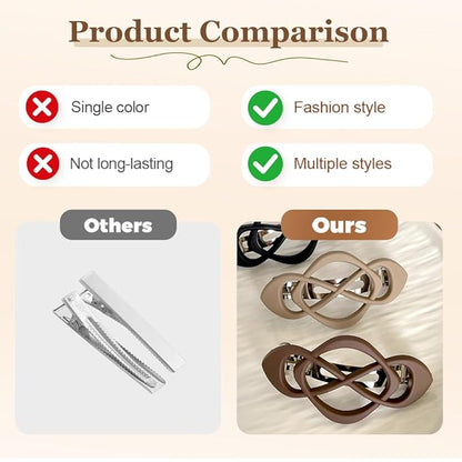 4 Pack Vintage French Barrette Hair Clips, 2025 New Hair Accessories for Women, Strong Hold No Slip Styling (Black)