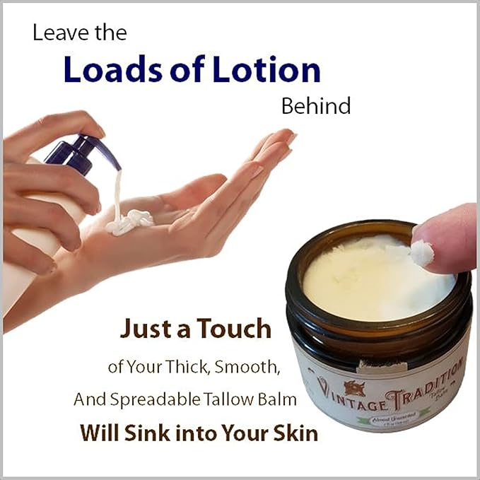 Vintage Tradition Beef Tallow All Purpose Balm – Healing, Hydrating Citrus Oil Skin Care Salve Replaces Body Lotion, Hand Cream, More – Essential Oil,a Olive Oil, and Grass-Fed Tallow, 2 fl. oz.