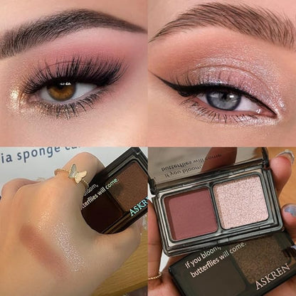 AMY'S DIARY 2 Color Mauve Rose matte +Champagne Pink Shimmer matte taupe Eyeshadow Palette – Rose Pink eye shadow for Eye Makeup, Long-Lasting & Highly Pigmented, Vegan & Cruelty-Free