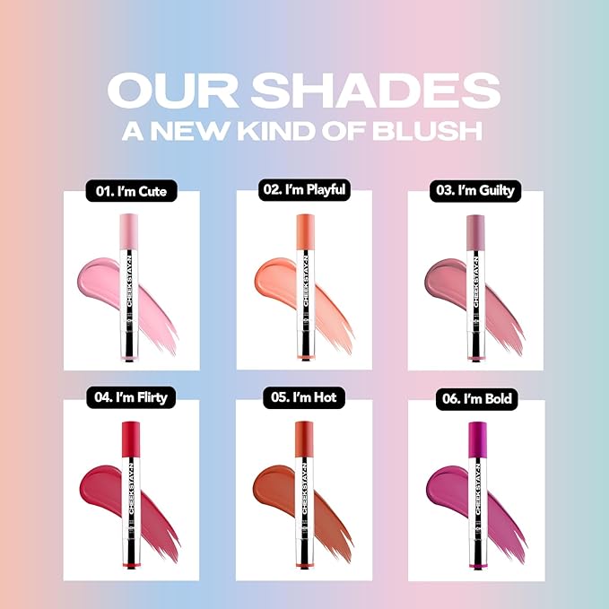 Sacheu Cheek STAY-N Liquid Blush for Cheeks — High Pigment, Buildable, Lightweight Cream Blush for Dewy & Radiant Flushed Cheeks — Long-lasting & Cruelty Free, Flirt Mode Duo