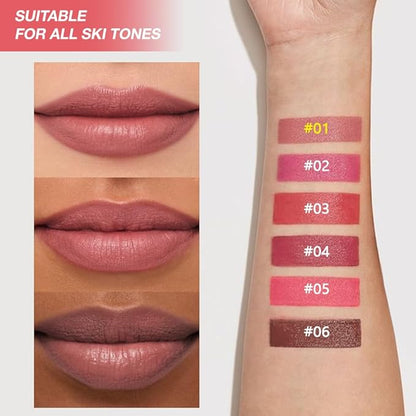 Indian Red Matte Lipstick Crayon - High Pigment Creamy Formula, Waterproof Long Lasting, Smooth Glide Application, Non-Sticklipstick, Ultra Thin Lightweight,Velvet Matte Lip Feel for Women 01#