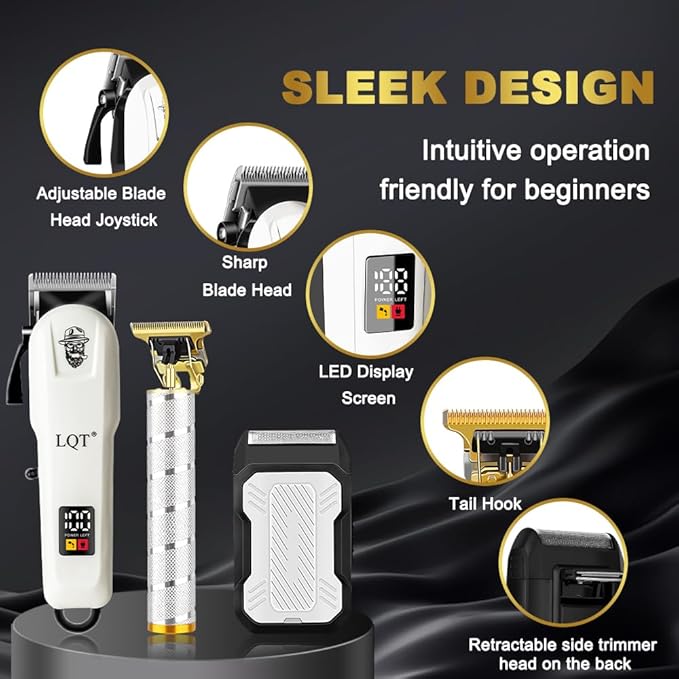 Clippers and Trimmers Set for Men Cordless Professional Hair & Beard Trimmer with Adjustable Lever and Large Battery Capacity, Electric Razor for Men, Ideal for Home Barber Shops