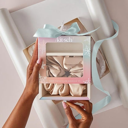 Kitsch Satin Scrunchies For Women - Softer Than Silk Scrunchies, No Crease Hair Ties, Soft Hair Accessories - Perfect For Day And Night Hairstyles | Ideal Gifts for Women - 1pc, Champagne