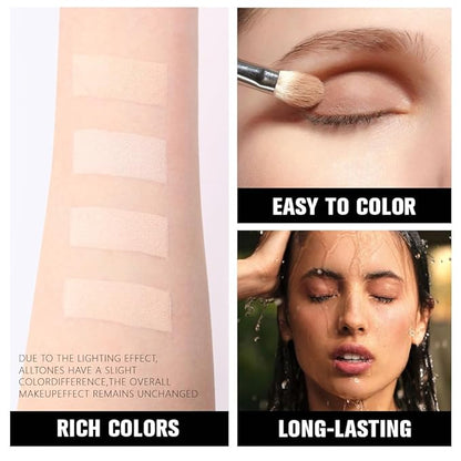 evpct Nude Eyeshadow Quad Palette, Light Nude Pink Beige Ivory Champagne Shimmer Matte Waterproof High Pigment Primer Mini Eye Shadow Palette Makeup for older Women, Smudge Proof Vegan, Bright Nudes