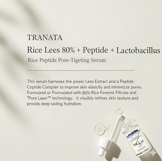 [TRANATA] Rice Punch Peptide Capsule Serum Pore tightening – Korean rice skincare with 80% Rice peptide for Glass Skin Glow Pore tightening Hydration peptide Rice& Lactobacillus for Face