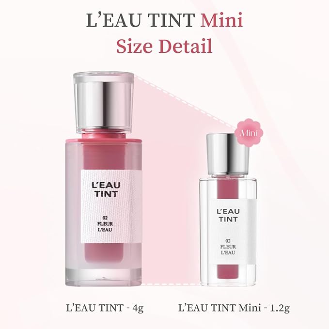 BBIA L’EAU Tint – Glossy & Glow Lip Stain, Watery Lip Tint, Non-Sticky, High Shine Finish, Long-lasting, Moisturizing, Lightweight, Natural, Daily Use, Vegan, Korean Lip Makeup (06 PINK L'EAU - MINI)