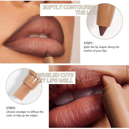Brownish Red Matte Lip Liner Pencil, Plump lip pencil liner Long-Lasting Creamy Formula, With Silicone Smudger for Define Contours & Sculpting Lip,Waterproof Non-Staining Crayon Lip Liners 05#