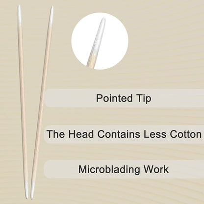 200 Pcs Pointed Cotton Swabs – 4-Inch Double-Sided Microblading Cotton Swab with Wooden Sticks for Makeup Application, Nail Care, and Tight Space – Soft, Lint-Free, Disposable Tattoo and Craft Tools