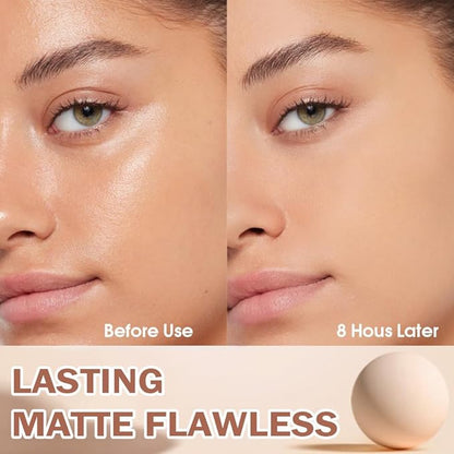 Oil Control Matte Perfection Face Powder Compact For Women, Matte Smooth Flawless Setting Powder Makeup, Polvo Compacto De Maquillaje, Waterproof Long Lasting, 0.35Oz, (250 Radiant Sand, 1)