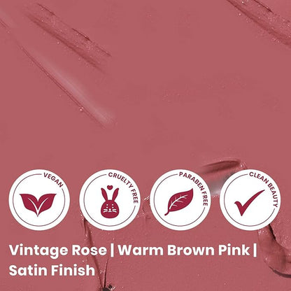 True + Luscious Super Moisture Lipstick – Clean, Vegan and Cruelty Free – Lasting Hydration for Dry Lips with a Satin Finish – Vintage Rose