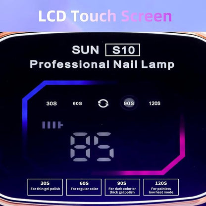 LimeGirl Cordless Black Nail Lamp for Gel X, Professional LED UV Nail Curing Lamp for Gel Nail Polish, Fast Nail Dryer with 4 Timers & Sensor, Rechargeable UV Lights for Salon & Home
