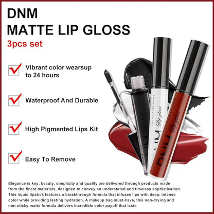 AMY'S DIARY Dark Red White Black Matte Plum Liquid Lipstick 3Pcs Sets,24-hour Lipstick Long Lasting Permanent L Magic Lipstick Waterproof Lip Stain 24 Smudge Waterproof for Women (Set17)