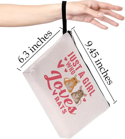 Funny Makeup Bag Rat Stuff Rat Themed Gifts for Women Girls Girlfriend Bestie Daughter Best Friend Rats Owner Animal Lover Gifts Rat Cosmetic Bag Zipper Pouch Travel Bag Graduation Birthday Gifts
