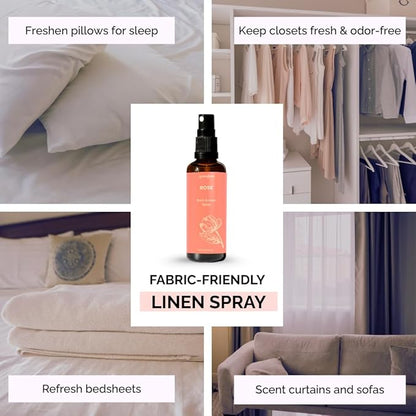 Rose Room, Linen & Pillow Spray by Aromafume | 100ml/3.38 fl oz | with Pure Rose Essential Oil | Aromatherapy Spray | Mist for Bedding, Fabrics