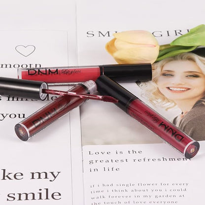 AMY'S DIARY 3Pcs Dark Red Matte 24 hour Liquid Lipstick Sets,Matte Lip Stain Long Lasting 24 Smudge Waterproof Lip Gloss Gift Makeup Set Lipstick for Women Lippies (06)