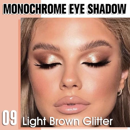 Light Brown Glitter Single Eyeshadow, Lightweight Blendable Mini Eye Shadow for Older Women, Monochrome Eyeshadow Palette Makeup Pigmented Waterproof, Vegan & Cruelty-Free, 09