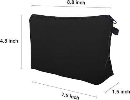 Cute Travel Makeup Bag Cosmetic Bag Small Pouch Gift for Women (Plain Black)