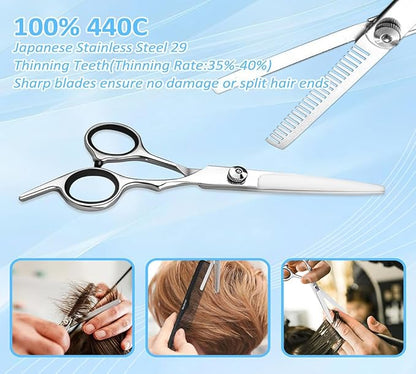 Hair Cutting Scissors, Thinning Shears Kit. Premium Stainless Steel Salon Scissors, Edge Scissor, Razor.for Hairdressing, Salon and Home