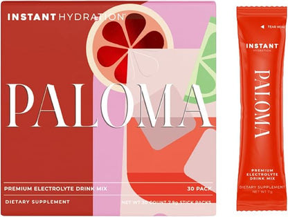Instant Hydration Electrolytes Powder Packets - Paloma Electrolyte Drink Mix - Zero Sugar - Keto, Vegan, Gluten-Free, Non-GMO - Boost Recovery, Brain Health, Muscle & Tissue Support- 30 Sticks