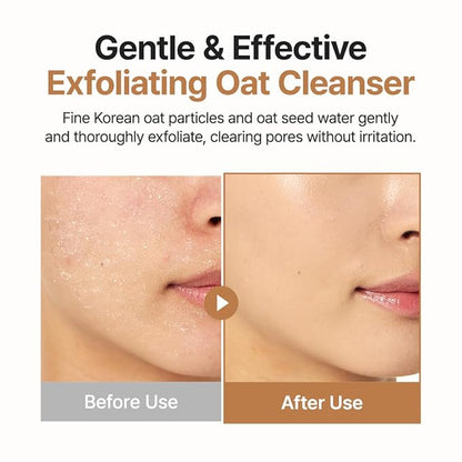 Purito Oat Exfoliating Facial Polish Cleanser - Hydrating Daily Face Wash with Gentle Scrub Clay Pore Minimizing Panthenol, Oat Seed Water Vegan, Non-comedogenic Korean Skin Care 5.07 fl.oz