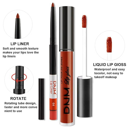 evpct 2Pcs Vivid Red Matte Lip Liner and Lipstick Combo Set for Women, Red Lip Combo Set Liquid Lips Stick Gloss and Lipliner Stain Set Long Lasting Waterproof, Lips Makeup 24 Hours labiales originale