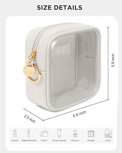 LETGO Small Makeup Bags for Purse-Mini Clear Toiletry Bag,Travel Size Toiletries Clear Cosmetic Bags Travel Essentials Car Makeup Bag Car Accessories for Women Men (Mini White)