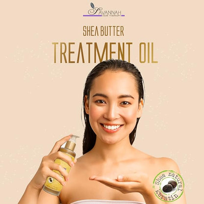 Savannah Hair Therapy Hair Oil with Shea Butter & Keratin- Restore, Revive, Nourish for Dry, Damaged & Color Treated Hair, 3.38 Fl Oz/100 ml
