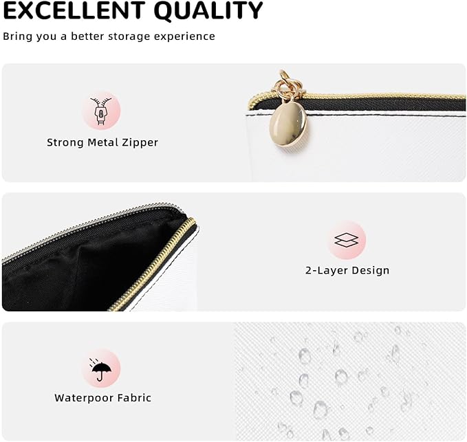 Womens Leather Makeup Bag Cosmetic Bag Travel Toiletry Bags Make Up Bags for Women Adult (Elegant Purple)
