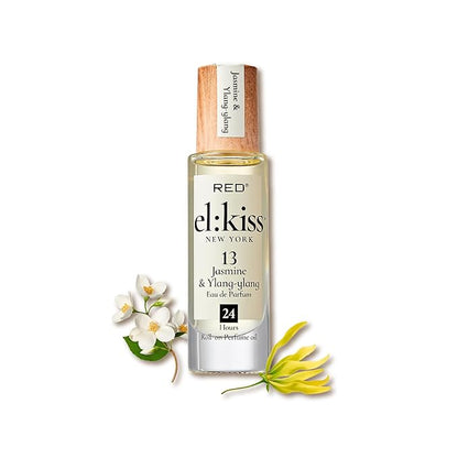 EL:KISS Roll On Perfume, Jasmine & Ylang Ylang Inspired by Ch. Gabrielle, Eau de Parfum 12mL (.40 Fl Oz), Hydrating & Long-Lasting, Alcohol & Mineral Oil-Free, Infused With Jojoba, Argan & Coconut Oil