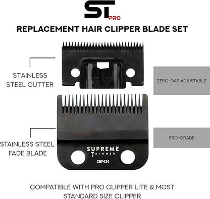 Supreme Trimmer Pro Clipper Lite | 210 Min Run Time Professional Hair Cutting Tool Set + Hair Comb, Scissors & Fade Blade | STC5000