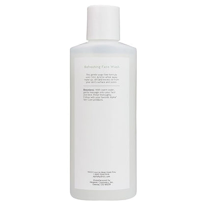 Alpha Skin Care Refreshing Face Wash, Gentle Soap-Free Formula, Citric AHA, Cleanses, Purifies, Tones & Restores pH, All Skin Types, Removes Make-Up & Oil, Anti-Aging Ingredients, 6 Oz