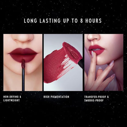 NEBULA VELVET LIP CREAM-Long Lasting Lip Stain, Waterproof and Transferproof Lip Tint, Matte Finish, Smooth Out Lip Lines, Lightweight & High Coverage, Stocking Stuffers (02 AURORA)