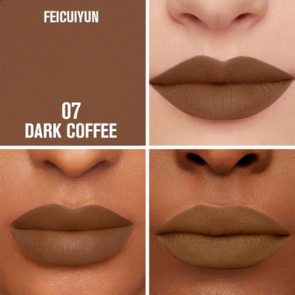 Matte Calligraphy Liquid Lip Liner Lipstick Pencil, Dark Coffee Long-Lasting Transfer-Proof Lip Stain, Lightweight Lipstick, Sheer Buildable Color, Fades to a Natural Wash of Colors