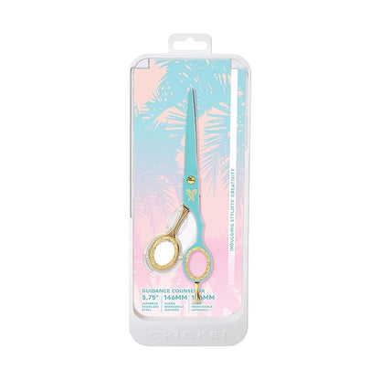 Cricket Shear Xpressions Charmed Life 5.75” Professional Stylist Hair Cutting Scissors, Japanese Stainless Steel Shears, Guidance Counselor (Aqua & Gold Chrome)