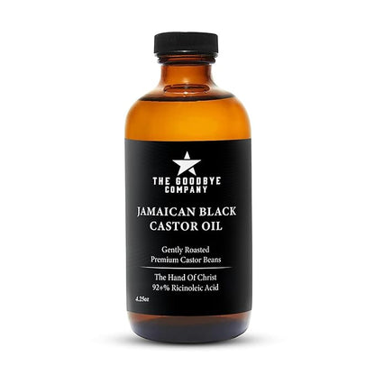 The Goodbye Company Black Castor Oil – (120mL / 4.25oz) – Cold-Pressed & Unrefined – 100% Pure & Hexane-Free – Glass Bottle – Nourishing Oil for Eyebrow, Eyelash & Hair Growth