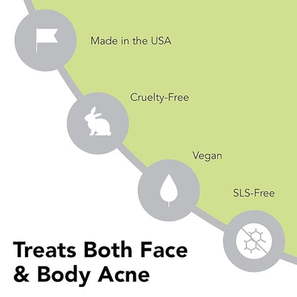humane Benzoyl Peroxide Acne Body Wash - 10% Maximum-Strength Face, Skin, Butt, and Back Acne Treatment - 16 Fl Oz - Dermatologist-Tested Non-Foaming Acne Face Wash Cleanser - Vegan, Cruelty-Free