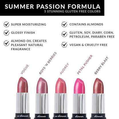 Red Apple Lipstick Audrey Lipstick for Women - Vegan Gluten Free Natural Makeup, Semi-Sheer Hydrating Lip Stick - Organic Lip Gloss with Aloe & Almond Oil