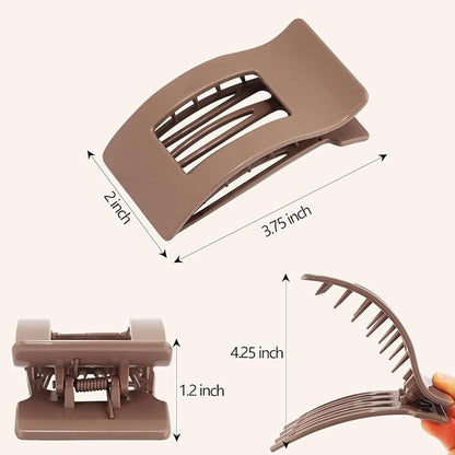 Velscrun Flat Hair Clips for Women Girls, Matte Lay Flat Claw Clips, Strong Hold Large Side Hair Clip All Hair Types, French Duck Billed Non Slip Grip Daily Styling Hair Jaw Claw Clip Natural Color