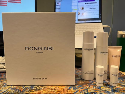 Donginbi Red Ginseng Moisturizing & Firming Skin Care Set - Hydrating Toner for Dry Skin (5.07 floz), Korean Red Ginseng Essence (4.39 floz), Firming Cream, Korean Skin Care Gifts for Women