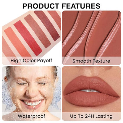 Retractable Lipliner Pencil Waterproof Makeup for Lip Liner and Eye Liner, Smooth and Creamy, Long Lasting Matte Finish, Vegan Beauty, Matte Velvet Pigmented Lip Liner, (01#Cream Orange, 1)