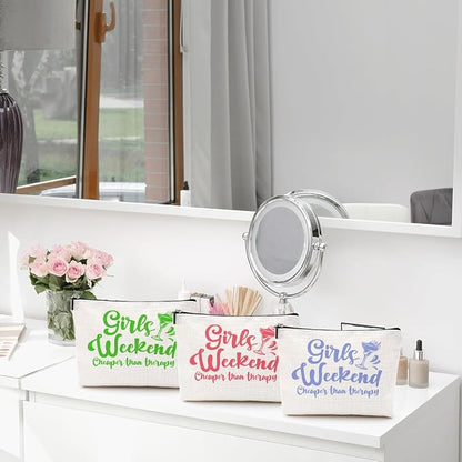 3 Pcs Girls Weekend Gifts Girl Trip 2025 Makeup Bag Girls Trip Gifts Favors Summer Gift Cosmetic Bag Toiletry Bag Zipper Pouch Weekender Bags for Women Girl Friendship Bachelorette Party Birthday
