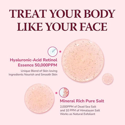 HIMALAYA PINKSALT Daily Scrub & Body Wash - Exfoliating Body Scrub, Dead Sea Salt & Himalayan Pink Salt, Natural Moisturizing Bodywash, Retinol & Hyaluronic Acid Shower Gel, Korean Skincare 14.1oz