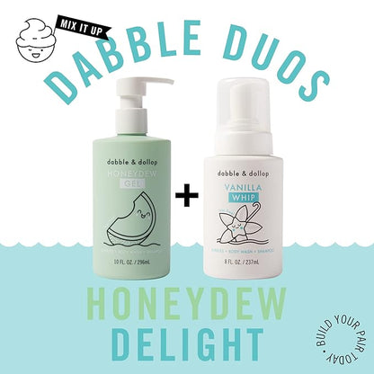 Dabble & Dollop Honeydew Melon + Vanilla Body Wash & Shampoo – 3-in-1 Natural Bubble Bath for Kids, No Parabens or Sulfates, Vegan, Gluten-Free, Tear-Free (2-Pack)