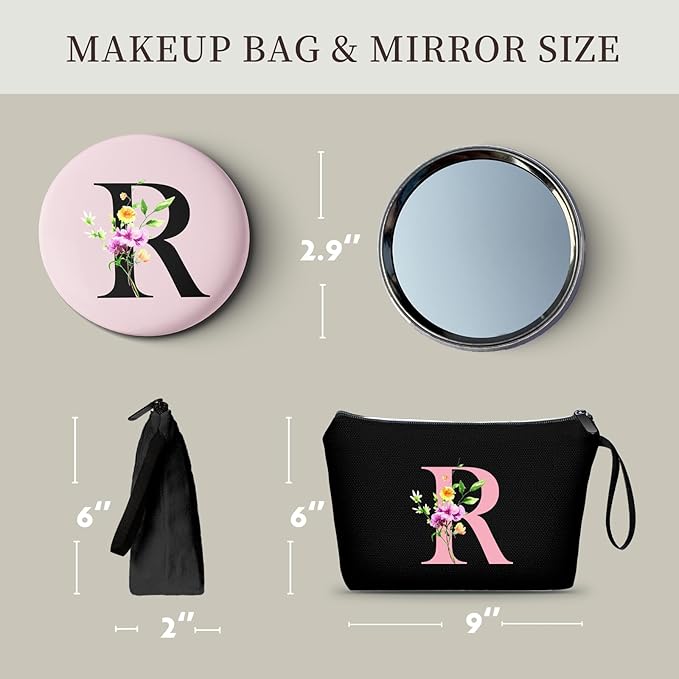 SEAMOON Bridesmaid Proposal Bridal Birthday Unique Gifts for Women Bride Friend Bestie Personalized Travel Make up Cosmetic Bag with Mirror Valentines Mothers Day Christmas Graduation R