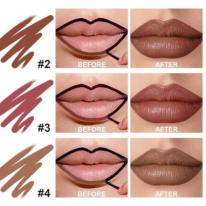3 Colors Peel Off Lip Liner with Tweezer Kit, Rich Color Matte Finish Lip Tint Stains Makeup Set for Women, Long Lasting, Waterproof, Smudge Proof, For All Skin Types (#2, #3, #4)