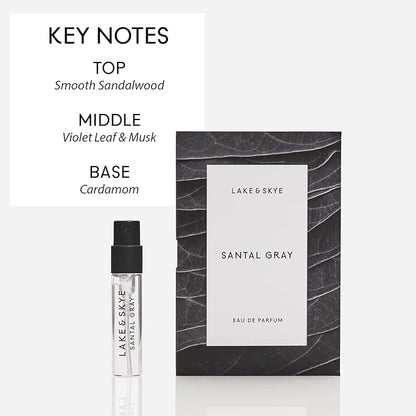 Lake & Skye Santal Gray Eau de Parfum, Long Lasting Fragrance, 0.06 fl oz (2 ml) - Aromatic, Woody, Spicy