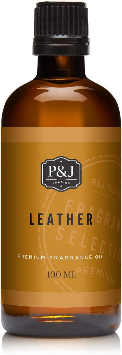 P&J Trading - Leather Scented Oil 100ml - Fragrance Oil for Candle Making, Soap Making, Diffuser Oil