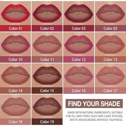 Kaely Maroon Gradient Matte Lipstick Lip Liner Pencil for Women, 2in1 Flawless Contour Gradual Ombre Effect Lip Pencil Makeup Waterproof, labiales mate 24 horas originales, 19