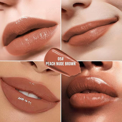 Nourishing High-Shine Lip Gloss,Hydrating & Moisturizing Lip Tint, Non-Sticky, Long-Lasting Glossy Lip Stain,Softens & Plumps Lips for Smooth,Gentle Formula for Dry Lips 05#Peach Nude Brown